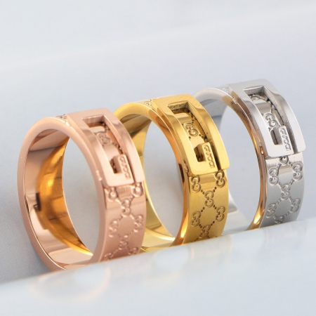 古驰大G字母戒指 经典欧美时尚新款钛钢指环情侣饰品