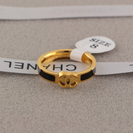 香奈儿双C字母窄版戒指 钛钢字母戒指情侣指环批发