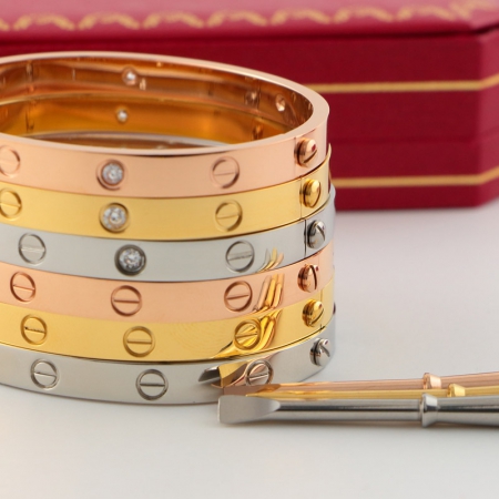 卡地亚四代螺丝刀手镯 18K玫瑰金钛钢永恒之环手环