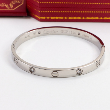 卡地亚卡扣雕刻logo手镯 18K玫瑰金钛钢钻石永恒之环手环不褪色 雕刻版