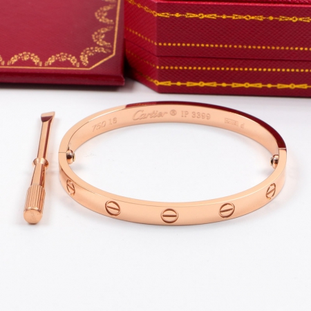 卡地亚永恒之环经典情侣五代手镯 18K玫瑰金钛钢互锁螺丝手环