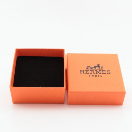 爱马仕高档项链盒耳环盒手镯盒 字母橘色漆皮烫金logo首饰盒包装盒