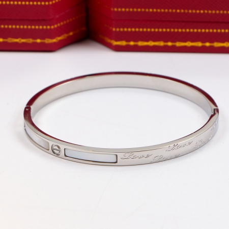 卡地亚白贝母立体手镯 18K玫瑰金钛钢永恒之环手环不褪色