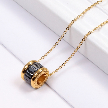 韩版彩色镶钻项链 钛钢圆圈满钻短链批发  限时促销95折