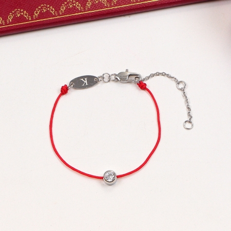 redline红绳子单钻手链 欧美时尚钛钢手绳情侣饰品批发