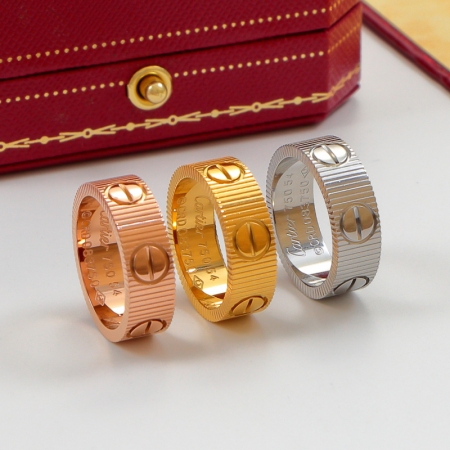 卡地亚LOVE Unlimited竖纹戒指 钛钢男