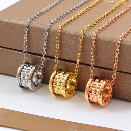 宝格丽慈善款小红人铆钉弹簧项链 情侣明星款锁骨链钛