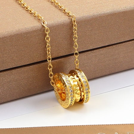 宝格丽慈善款小红人一圈钻弹簧项链 情侣明星款锁骨链钛钢批发