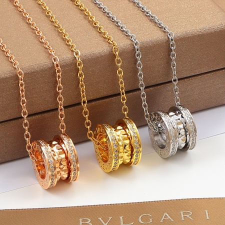 宝格丽慈善款小红人一圈钻弹簧项链 情侣明星款锁骨链钛钢批发