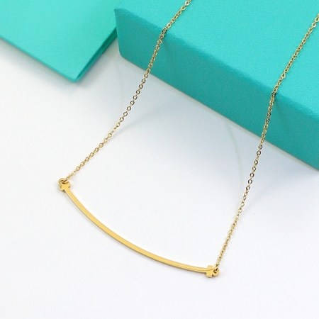 蒂芙妮18K明星同款笑脸项链 钛钢微笑女锁骨链