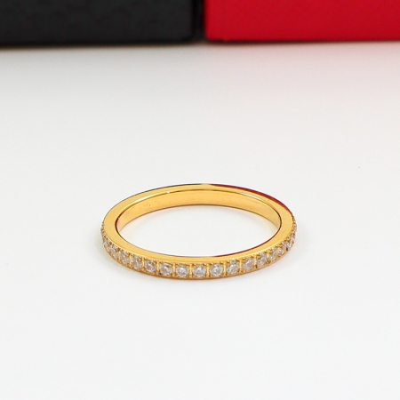 欧美新款一圈钻戒指 钛钢玫瑰金时尚指环尾戒碎钻排戒