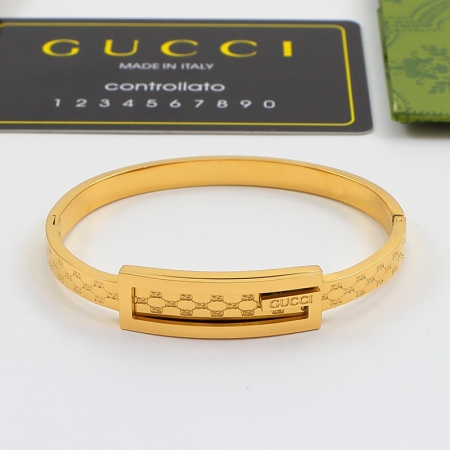 古驰大G经典菱形格钛钢镀18k玫瑰金男女情侣手镯手环礼物