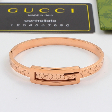 古驰大G经典菱形格钛钢镀18k玫瑰金男女情侣手镯手环礼物