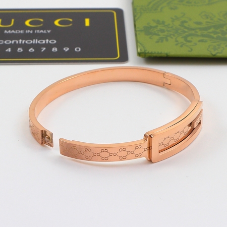 古驰大G经典菱形格钛钢镀18k玫瑰金男女情侣手镯手环礼物
