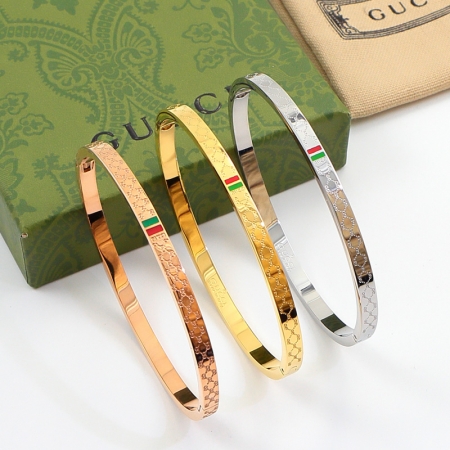 古驰窄版字母手镯 钛钢镀18K玫瑰金手环女士彩金手