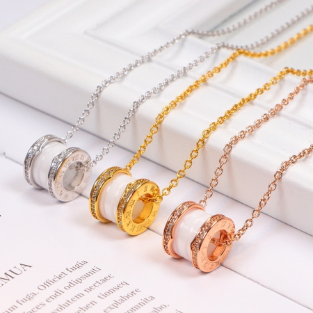 CNC高版本罗马数字陶瓷情侣项链潮流18k玫瑰金时